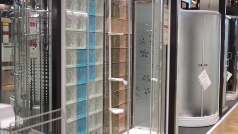 Buys shower stalls in a store Stock Footage 260202485