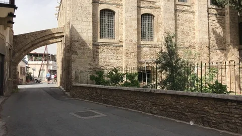 Buyuk Cami in Larnaca Back Side View including the street Stock Footage 89691733