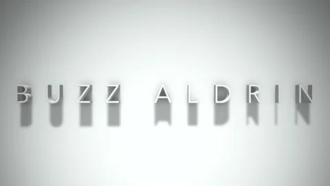 Buzz Aldrin 3D title animation with shadows on a white background Stock Footage 296616406