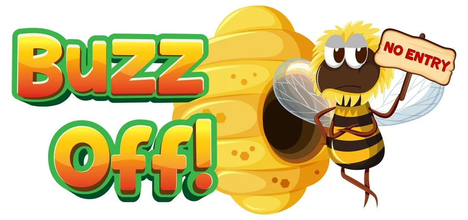 Buzz Off with Bee Cartoon: Cute Animals and Funny Puns Stock Illustration