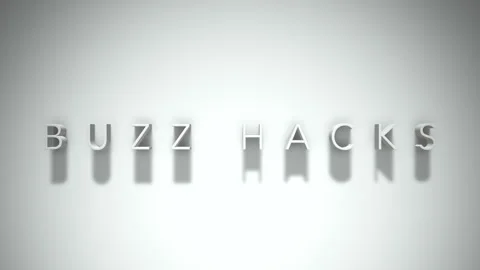 Buzz hacks 3D title animation with shadows on a white background Stock Footage 297568365