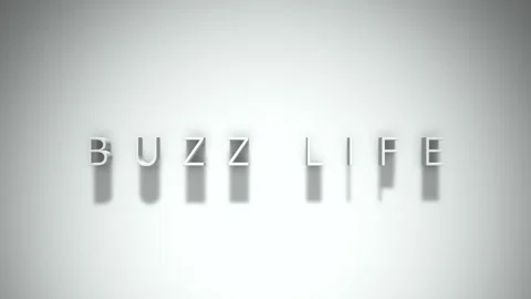 Buzz life 3D title animation with shadows on a white background Stock Footage 297568381