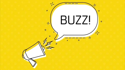 Buzz. Megaphone and yellow speech bubble with quote. Blog management. Concept Stock Footage 226819810