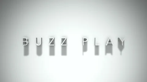 Buzz play 3D title animation with shadows on a white background Stock Footage 297568339