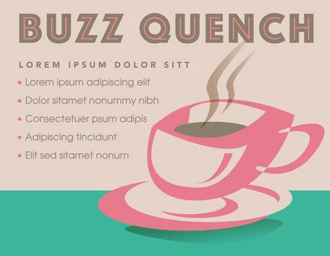 Buzz Quench is the theme of this fun and funky coffee graphic Stock Illustration