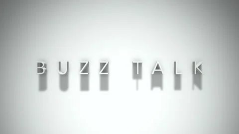 Buzz talk 3D title animation with shadows on a white background Stock Footage 297568375