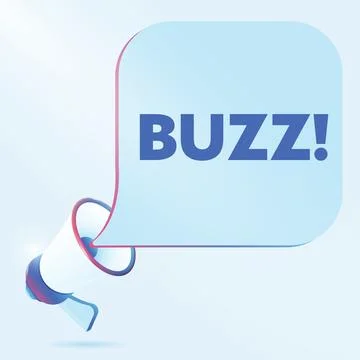Buzz text with 3d realistic megaphone vector illustration. Banner template to Stock Illustration