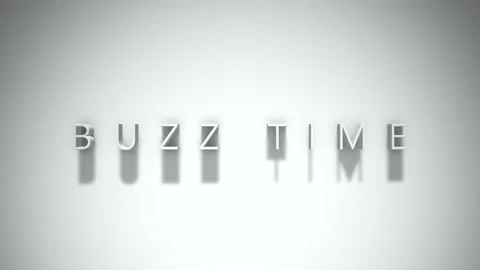 Buzz time 3D title animation with shadows on a white background Stock Footage 297568359
