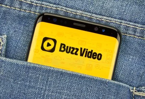 Buzz vide mobile app on Samsung s8. Fotos Stock