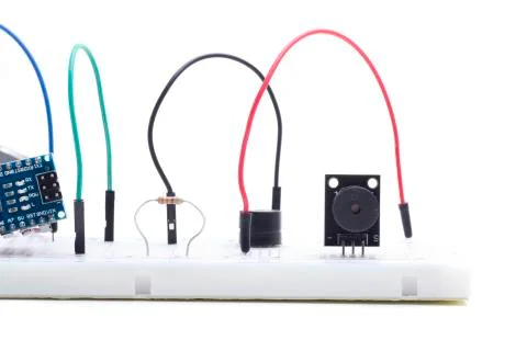 Buzzer in protoboard Stock Photos