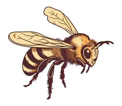 Buzzing bee pollinates flower insect Illustrazione stock