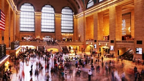 Buzzing Crowd at Grand Central Station New York (2K timelapse) 库存影片 88746432