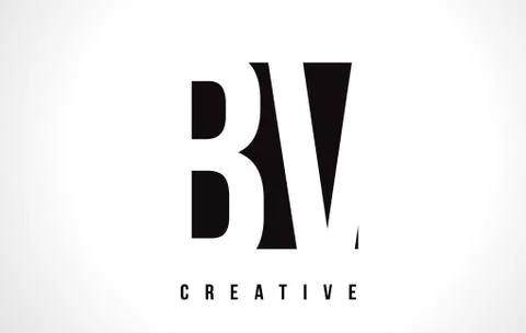 BV B V White Letter Logo Design with Black Square. Stock Illustration