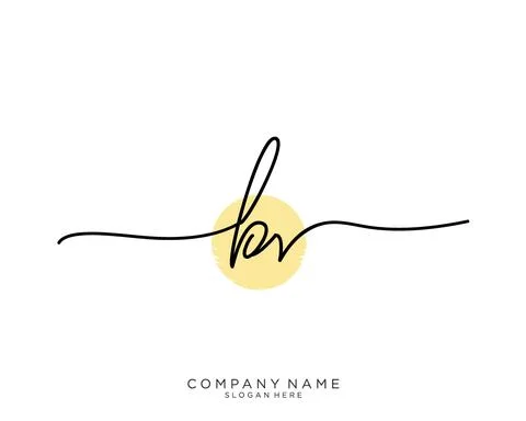 BV Initial handwriting logo design Stock Illustration