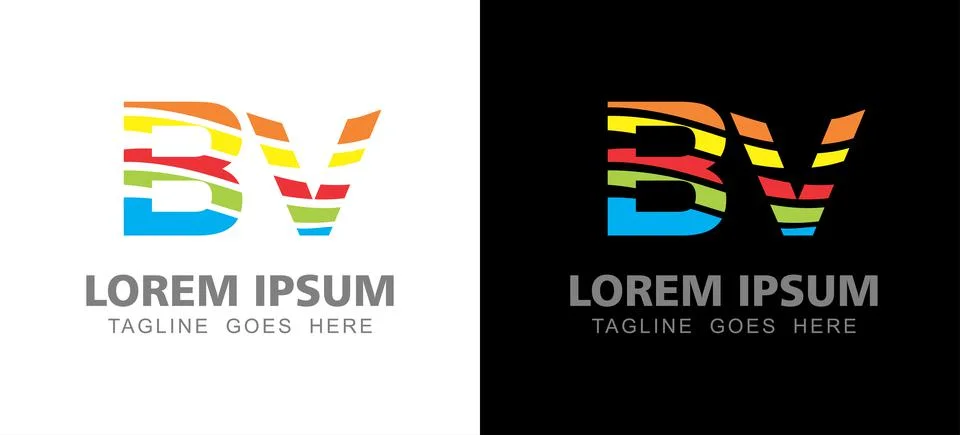 BV Multicolor Monogram Initial Logotype Stock Illustration