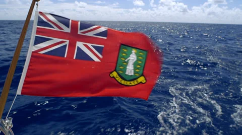 BVI Flag Rippling While Sailing Stock Footage 34437938