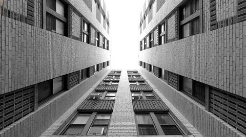 BW brick perspective Stock Photos