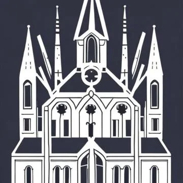 BW Cathedral Stock Illustration