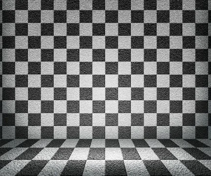 Bw chessboard room background 스톡 일러스트