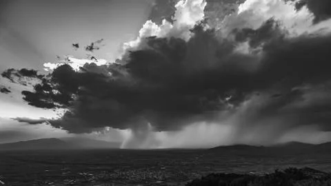 B&amp;w clouds full of rain at Drama in Greece edited Stock Photos