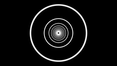 B&amp;W Concentric Rings Tunnel Seamless Loop - Abstract 3D Animation Stock Footage 340246292