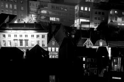 BW Eindhoven Stratums Eind Pub Street from above empty street nighttime Stock Photos