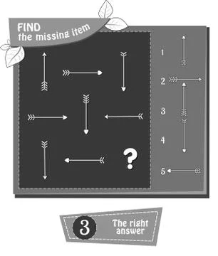 BW find the missing part arrow; Stock Illustration