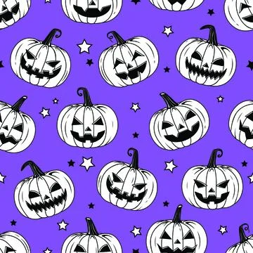 B&amp;W Halloween Pumpkins Patern Stock Illustration
