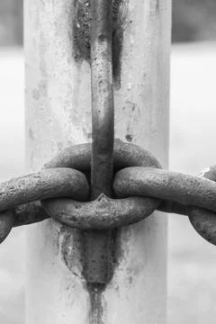 B&amp;W image of rusty chains. Stock Photos