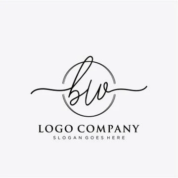 BW Initial handwriting logo design Illustrazione stock