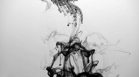 B&amp;W ink in water Stock Footage 31771577