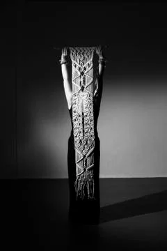 BW lady with Macrame Stock Photos