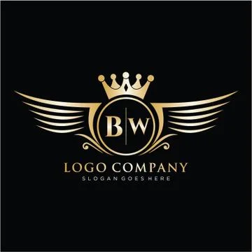 BW Letter Initial with Royal Wing Logo Template. Illustrazione stock