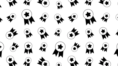B&amp;W Outline Medals Pattern Stock Footage 248391242