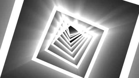 BW Rays Squares Fast Retro Psychedelic Tunnel Ride VJ Motion Background Loop Stock Footage 77364759