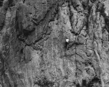B&W Rock Climber, Close Crop Stock Photos