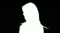 B/W silhouette female upper body head slow turn with hair flowing HD Footage
