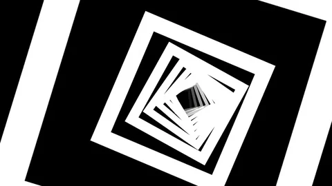 BW Squares Fast Retro Psychedelic Tunnel Ride VJ Motion Background Loop Stock Footage 77309133