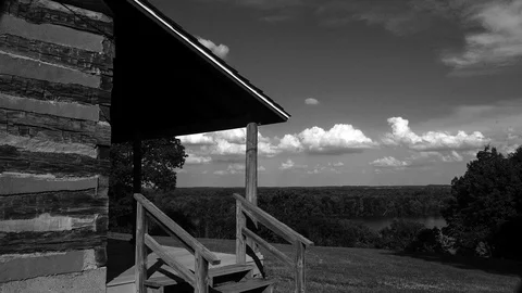 BW timelapse cabin clouds Stock Footage 102462844
