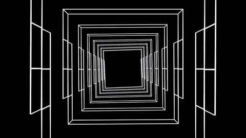 BW tunnel Hall Spin Looping background Stock Footage 123412101