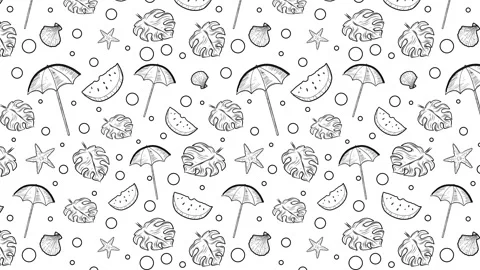B&amp;W Umbrella and Beach Pattern Stock Footage 248541444