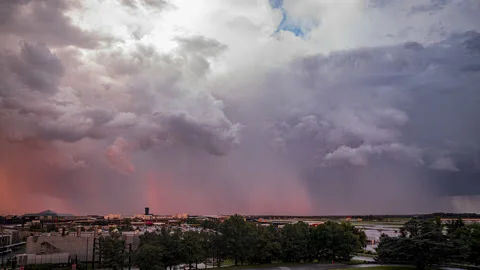 BWI Airport Thunderstorms at Sunset Stock Footage 137981907