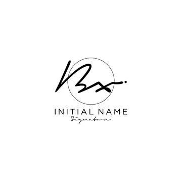 BX Initial handwriting logo design Stock Illustration