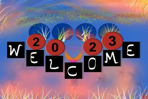 Bye bye 2022 welcome 2023 happy new year calender merry christmas festival ce Stock Illustration