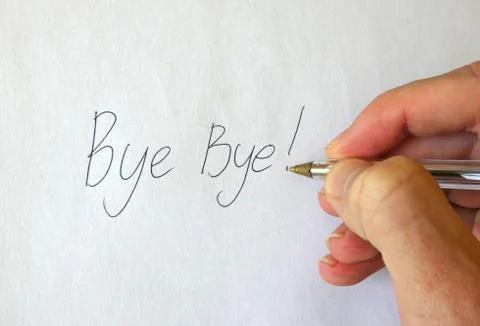 Bye Bye! Writing Hand Stock Photos
