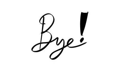 Bye text font calligraphy hand written lettering script black color object .. Stock Illustration