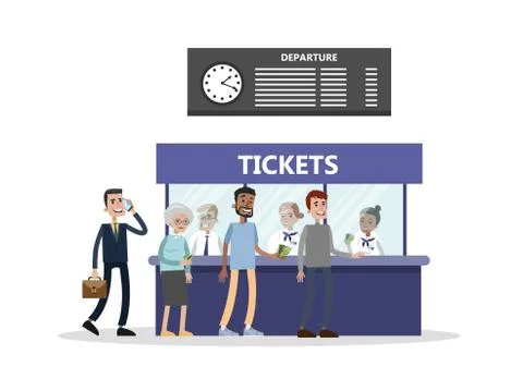 Bying tickets at terminal. Illustrazione stock