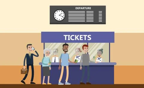 Bying tickets at terminal. Stock Illustration