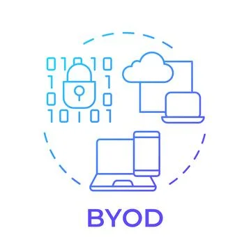 BYOD blue gradient concept icon Stock Illustration