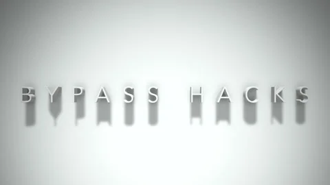 Bypass hacks 3D title animation white text on a white background Stock Footage 299702478